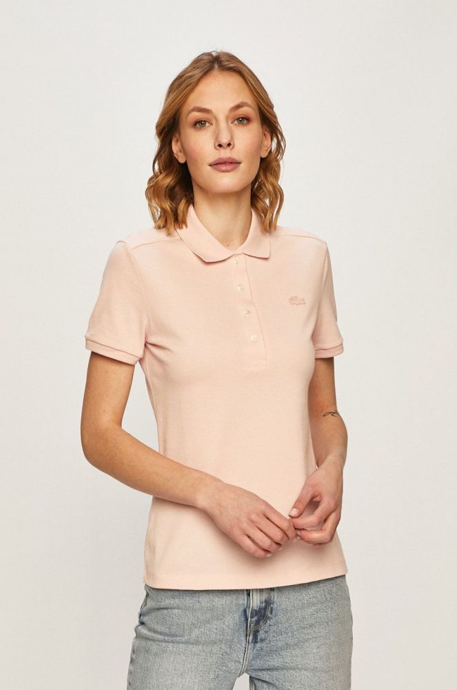 Футболка Lacoste жіноча колір рожевий з коміром PF5462-001