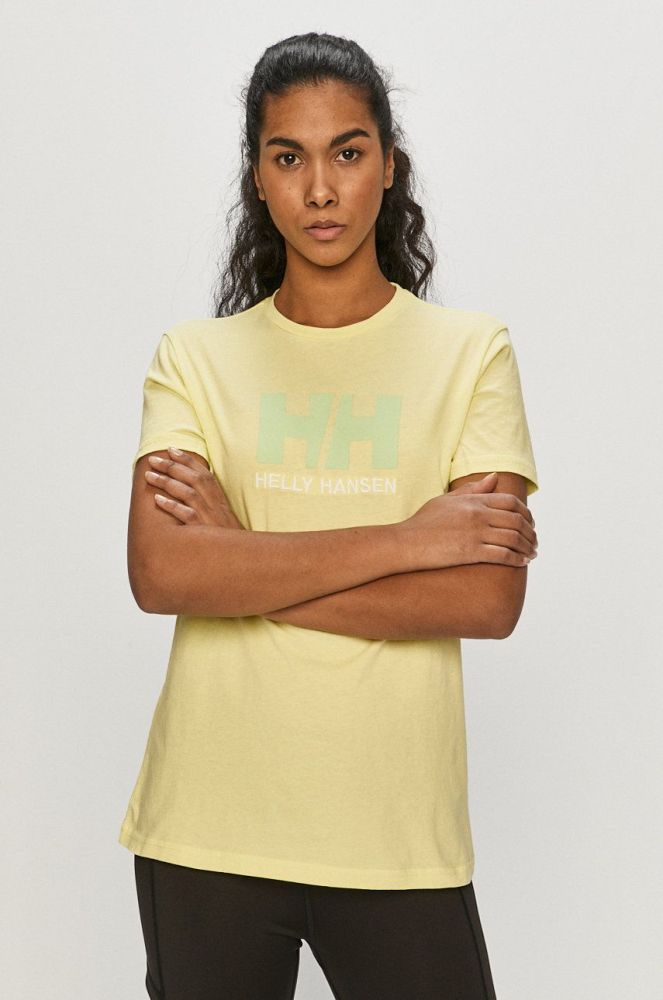 Бавовняна футболка Helly Hansen колір зелений 34112-001 (1269310)