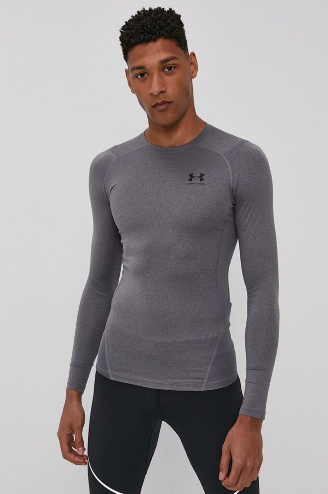 Лонгслів для тренувань Under Armour колір сірий однотонний
