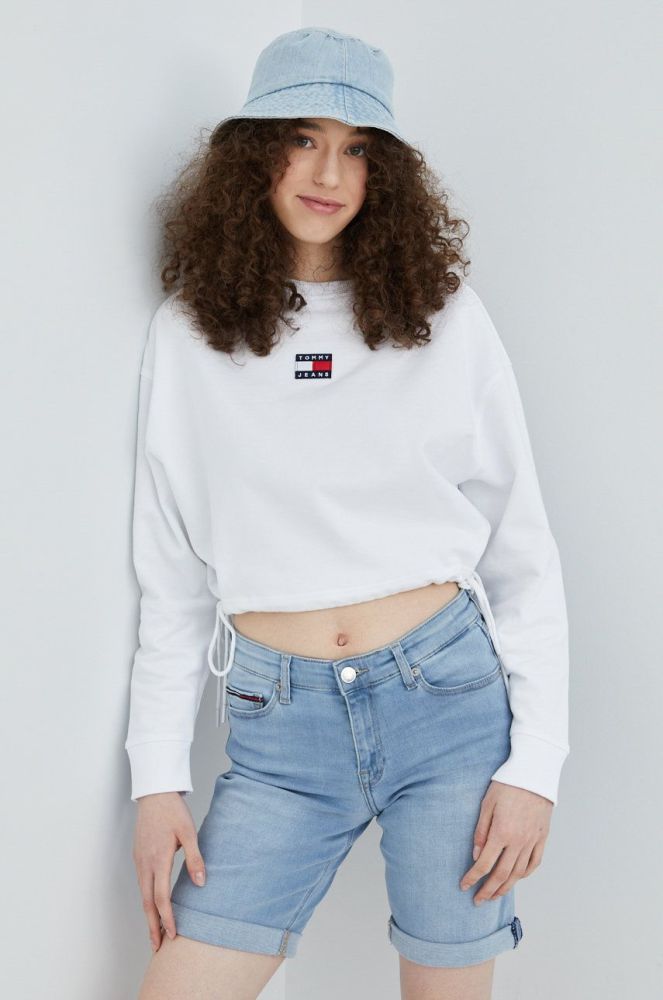 Бавовняна кофта Tommy Jeans жіноча колір білий однотонна (2412319)