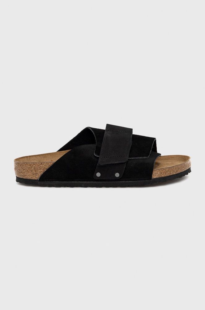Замшеві шльопанці Birkenstock Kyoto чоловічі колір чорний