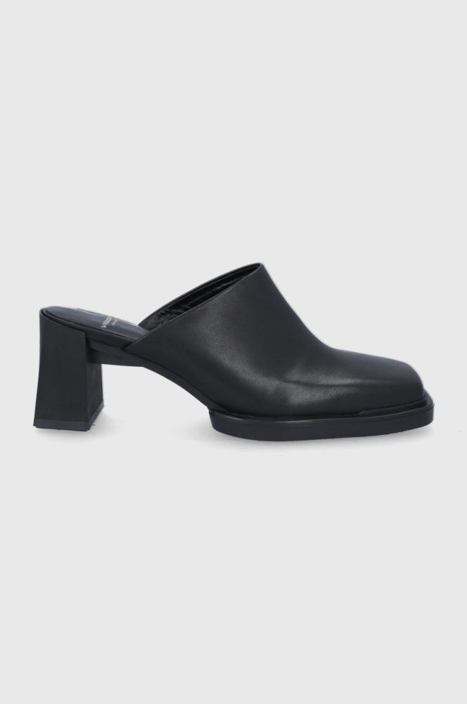Шкіряні шльопанці Vagabond Shoemakers Edwina жіночі колір чорний каблук блок