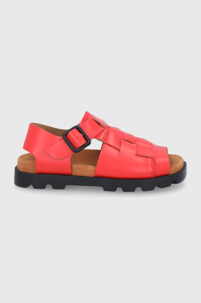 Шкіряні сандалі Camper Brutus Sandal жіночі колір червоний на платформі