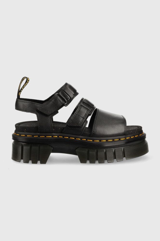Шкіряні сандалі Dr. Martens жіночі колір чорний на платформі DM27405001.Ricki3strap-Blck.Nap.L