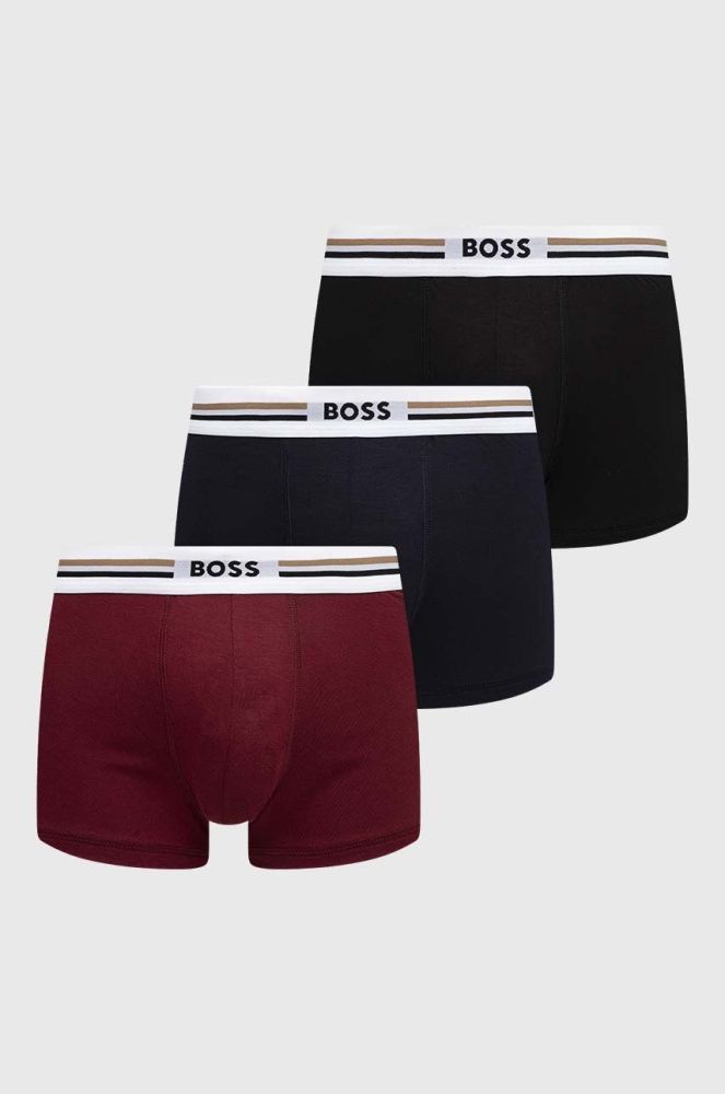 Боксери BOSS 3-pack чоловічі колір бордовий