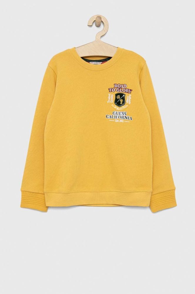 Дитяча бавовняна кофта Guess колір жовтий з аплікацією (2939035)