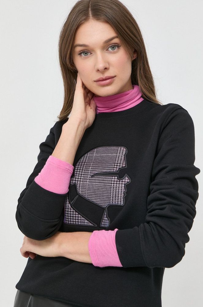 Кофта Karl Lagerfeld жіноча колір чорний з аплікацією (2893562)
