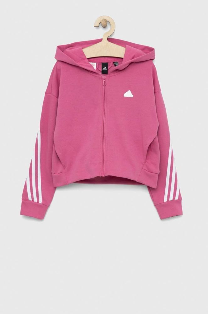 Дитяча кофта adidas G FI 3S Колір рожевий з капюшоном візерунок колір рожевий