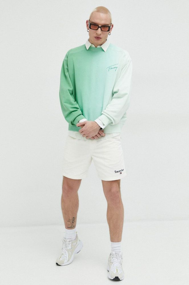 Кофта Tommy Jeans чоловіча колір зелений візерунок