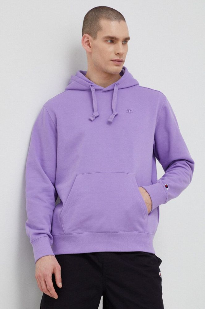 Кофта Champion чоловіча колір фіолетовий з капюшоном однотонна (3073514)