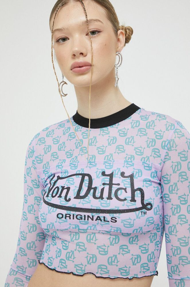 Лонгслів Von Dutch жіночий колір фіолетовий