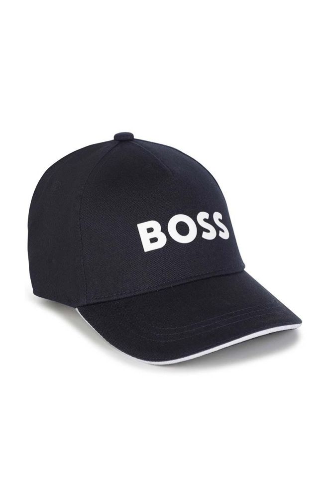 Дитяча бавовняна кепка BOSS колір синій з принтом (3069172)