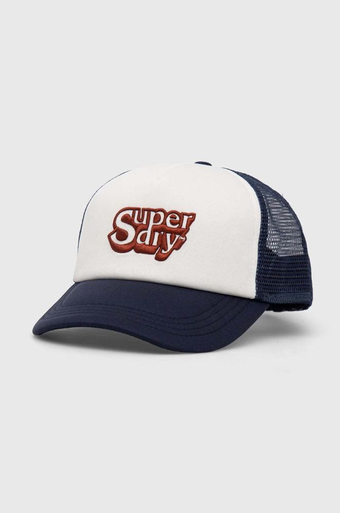 Кепка Superdry колір білий з аплікацією
