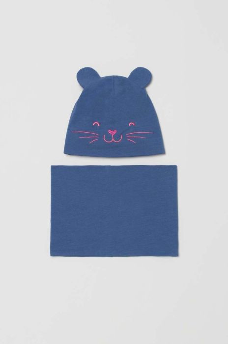 Дитяча шапка і снуд OVS з тонкого трикотажу колір блакитний (3175578)