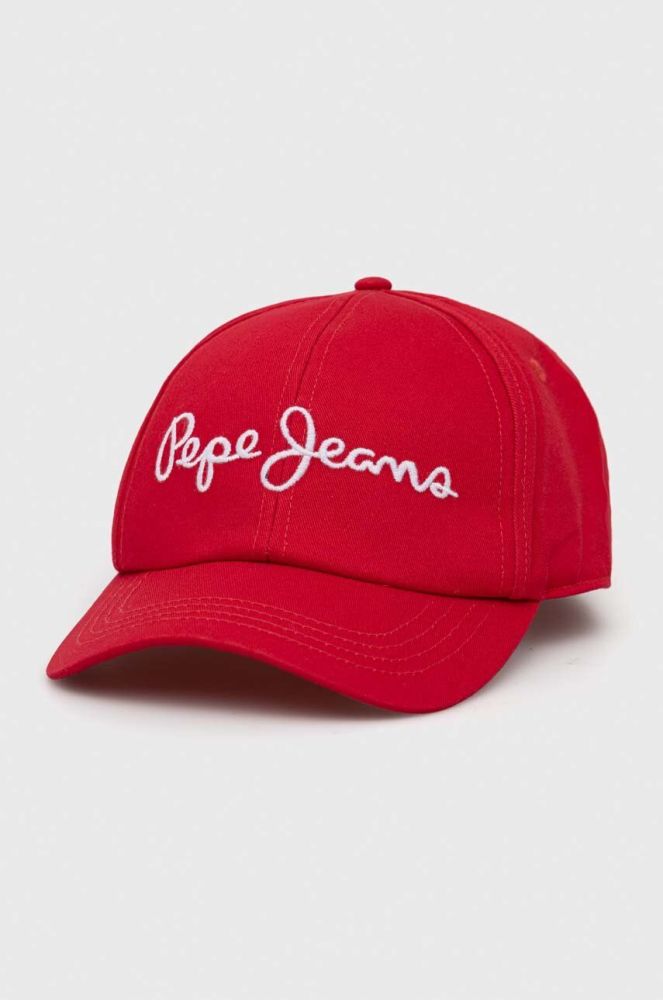 Бавовняна бейсболка Pepe Jeans Wally колір червоний з аплікацією