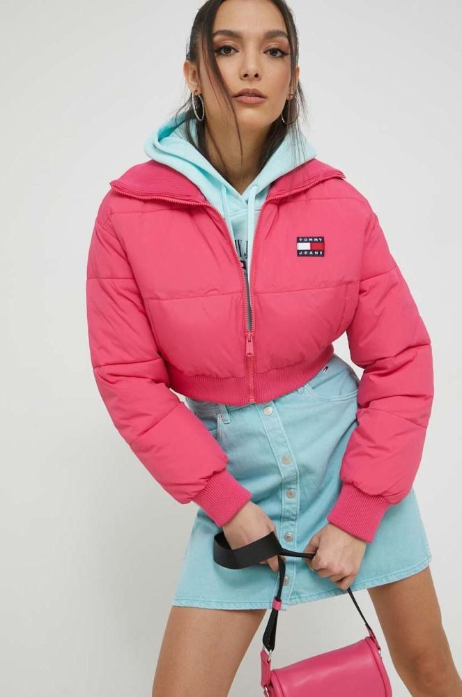 Куртка Tommy Jeans жіноча колір рожевий зимова (2882795)