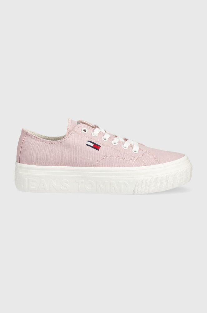 Кеди Tommy Jeans FLATFORM жіночі колір рожевий EN0EN02173