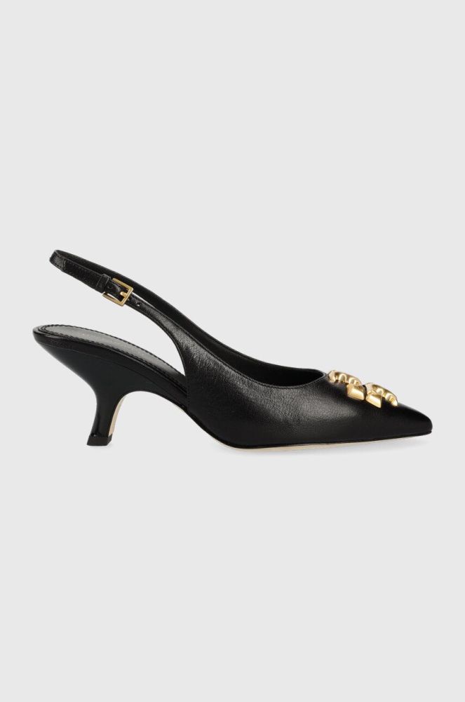 Шкіряні туфлі Tory Burch 149150-006 колір чорний відкрита п'ята