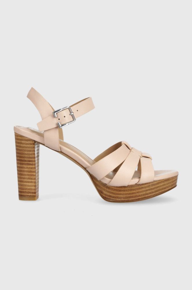 Шкіряні сандалі Lauren Ralph Lauren Soffia колір рожевий 802914494002