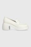 Шкіряні туфлі Camper Thelma колір білий каблук блок