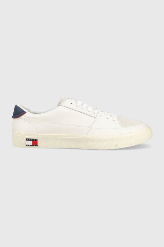 Шкіряні кросівки Tommy Jeans TOMMY JEANS VULCANIZED ESS колір білий EM0EM01106