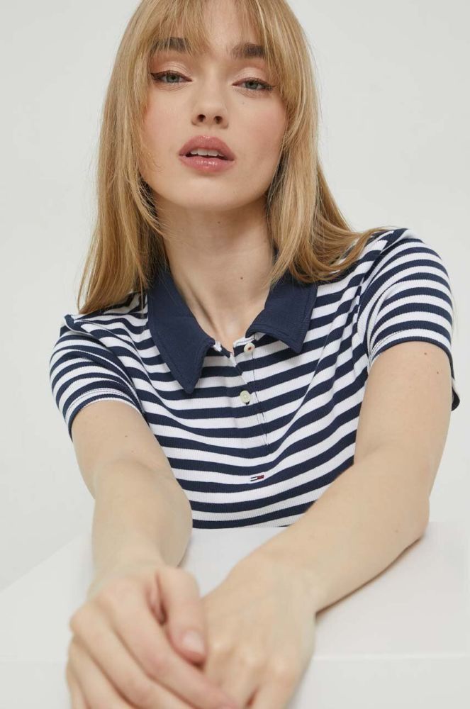 Поло Tommy Jeans жіночий колір синій (2979960)