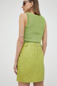 Шкіряна спідниця Gestuz SerinaGZ HW колір зелений mini пряма