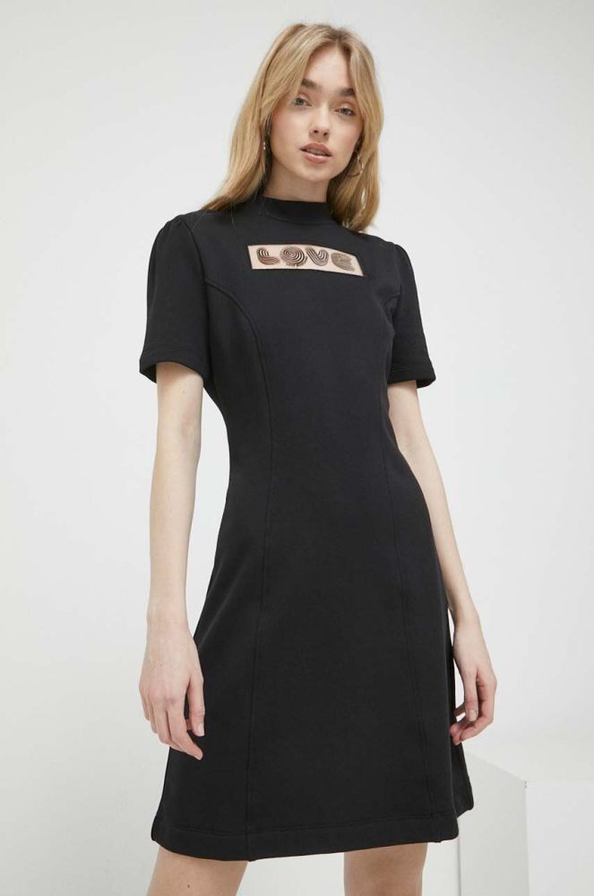 Бавовняна сукня Love Moschino колір чорний mini розкльошена