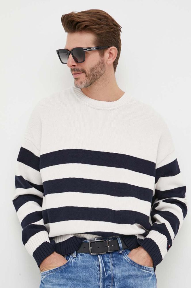 Бавовняний светр Tommy Hilfiger колір бежевий легкий (3211751)