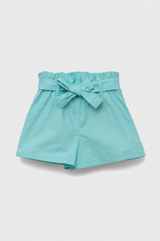 Дитячі бавовняні шорти United Colors of Benetton колір бірюзовий однотонні (3275522)