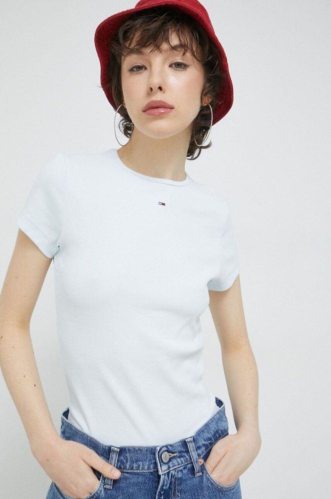 Футболка Tommy Jeans жіночий колір блакитний (2982951)