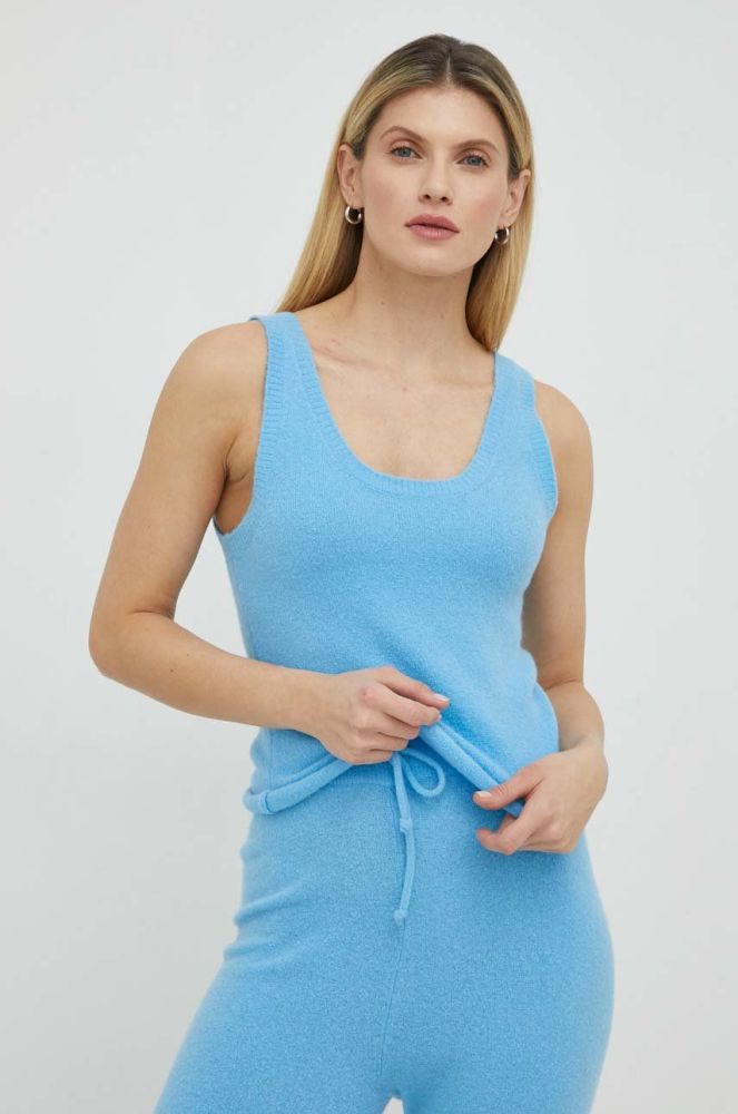 Топ з домішкою вовни American Vintage колір блакитний
