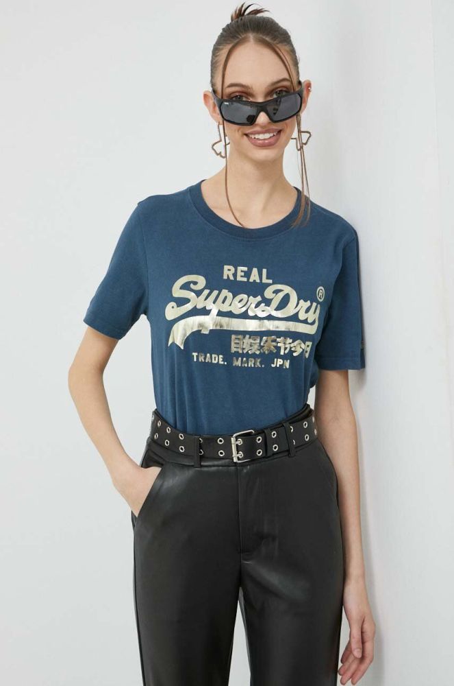 Бавовняна футболка Superdry колір синій (3020844)