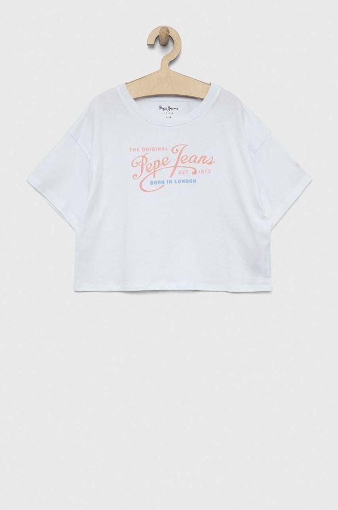 Дитяча бавовняна футболка Pepe Jeans Non-denim колір білий