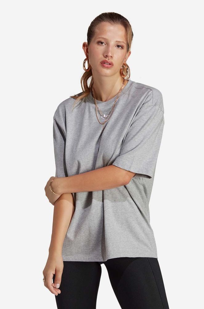 Бавовняна футболка adidas Originals колір сірий меланж IA6466-grey