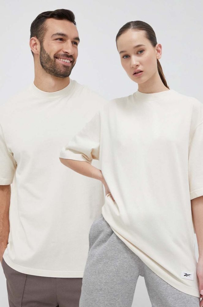 Бавовняна футболка Reebok Classic колір бежевий з аплікацією HS9150-NONDYE