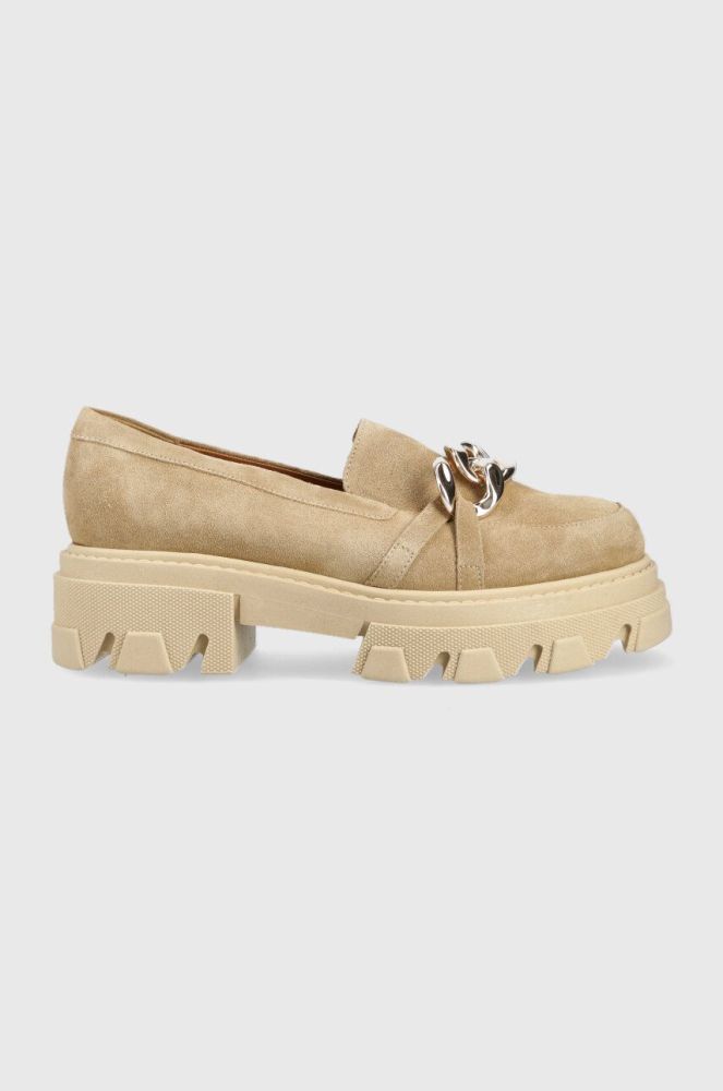 Шкіряні мокасини Charles Footwear Mey жіночі колір бежевий на платформі Mey.Loafer